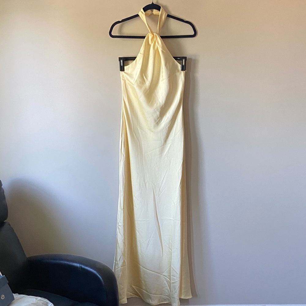 Butter Yellow Halter Neck Dress